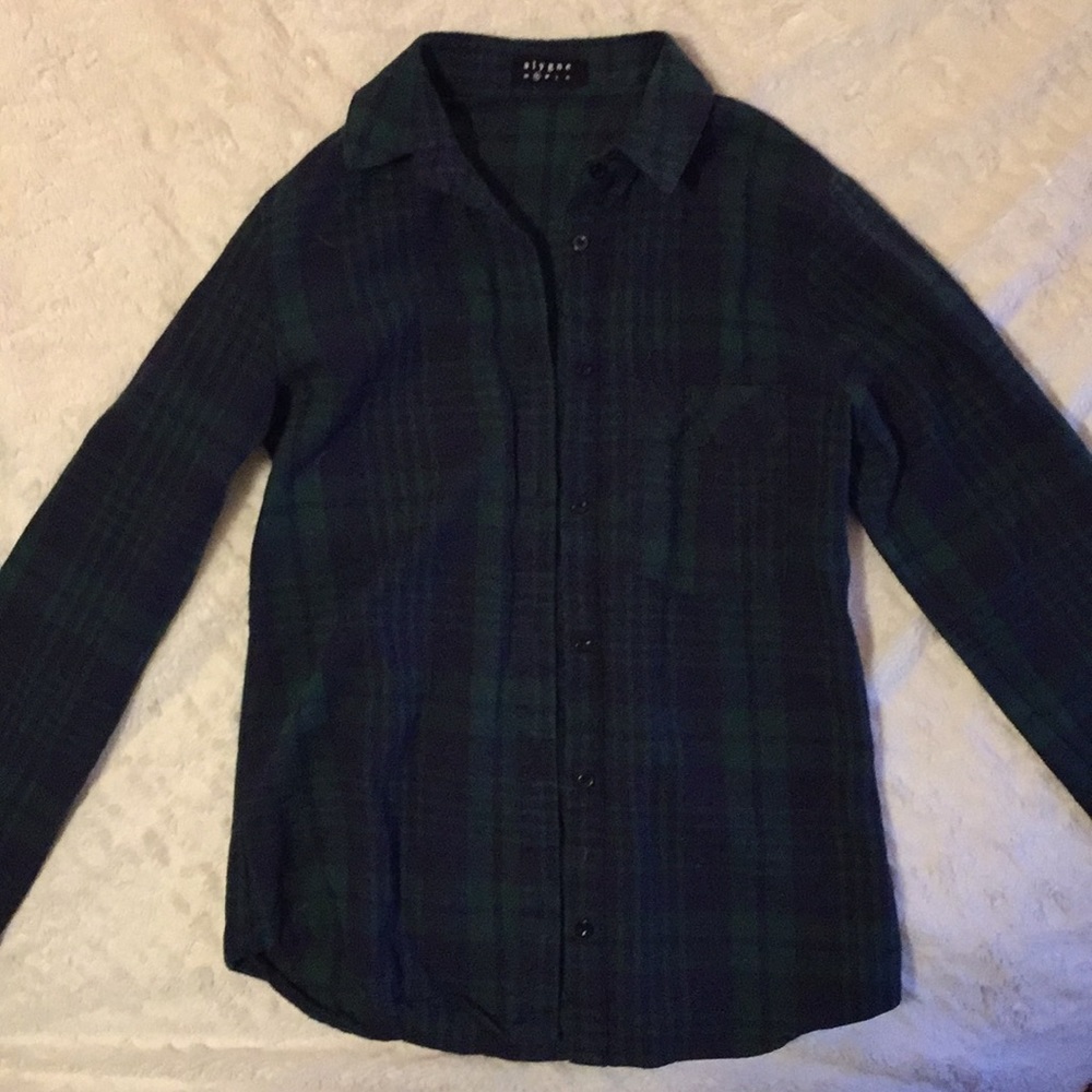 Blue and green plaid button up!